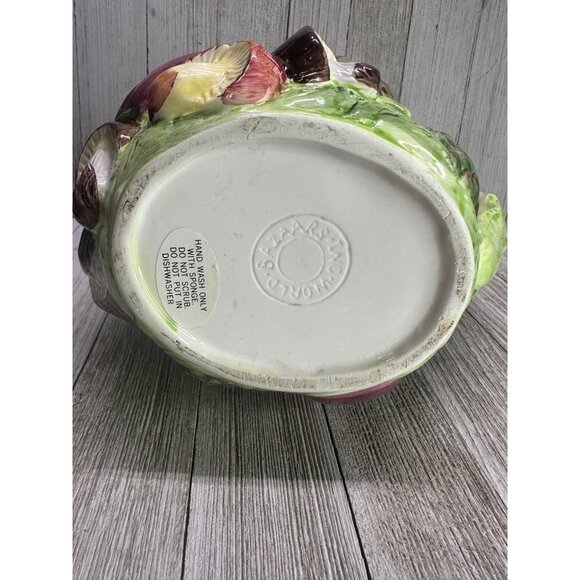 Vintage World Bazaar Majolica Style Pitcher Ceramic Embossed Vegetable 7" Tall - Picture 6 of 12